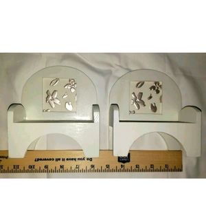 *:  2 Doll size white wooden  Chair/Bench  Picture Photo Frame